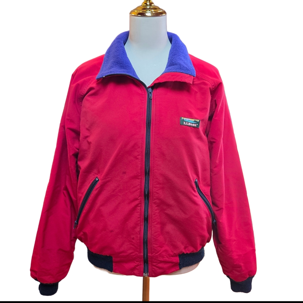 Vintage L.L.Bean Fleece Lined Bomber Jacket Red Purple Men’s Medium
